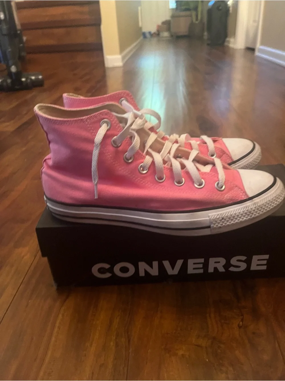 Converse Pink High-Top Canvas Sneakers with White Trim